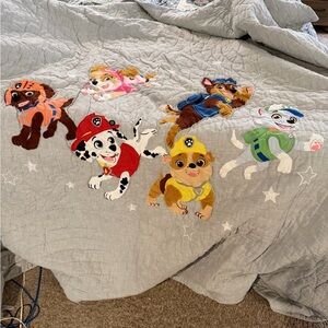 Pottery Barn Kids Gray Quilt with Colorful Paw Patrol Characters